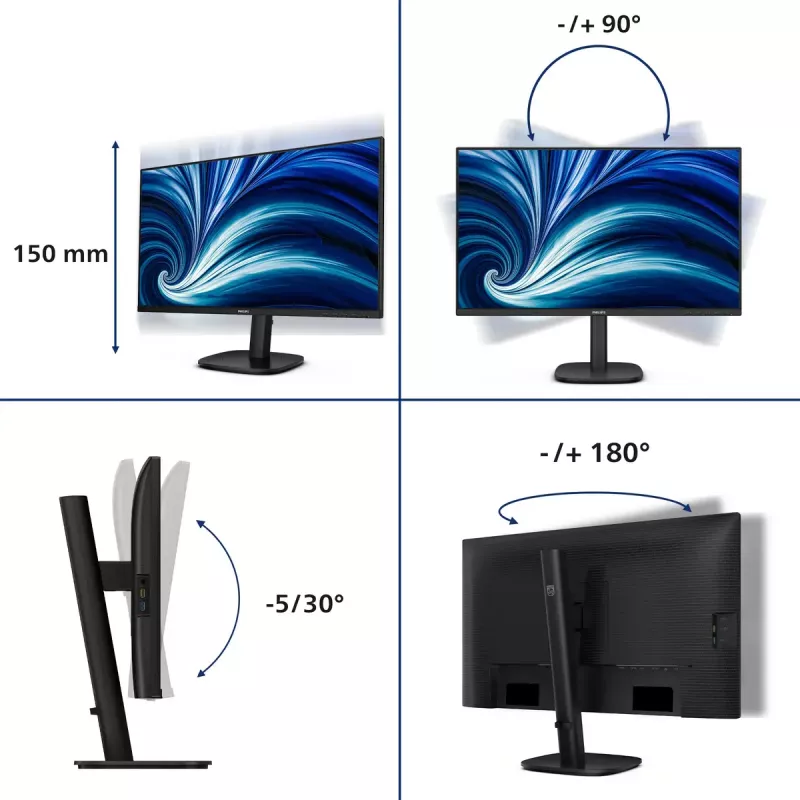 Philips 3000 seeria 27B2U3601/00 arvutimonitor 68,6 cm (27 tolli) 2560 x 1440 pikslit Quad HD LCD must