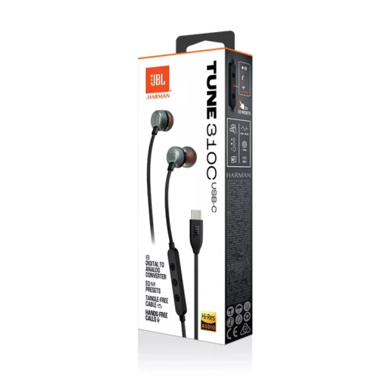 JBL Tune 310C Kõrvaklapid Juhtmega Kõrvasisesed Kõned/Muusika USB Type-C Must