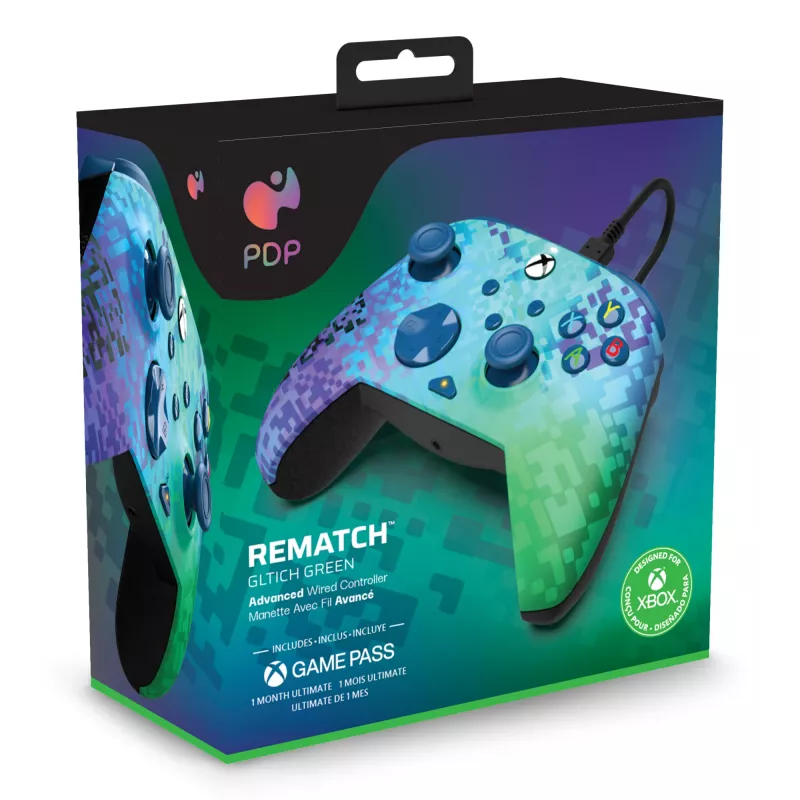 “PDP Rematch Advanced” Must, roheline USB mängupult Analoog / Digitaalne PC, Xbox One, Xbox Series S, Xbox Series X