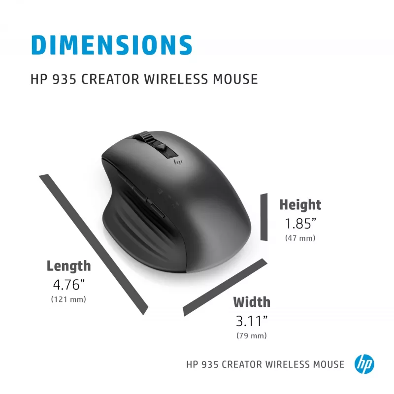 HP 930 Creator juhtmeta hiir, paremakäeline, Bluetooth, 3000 DPI, hõbedane