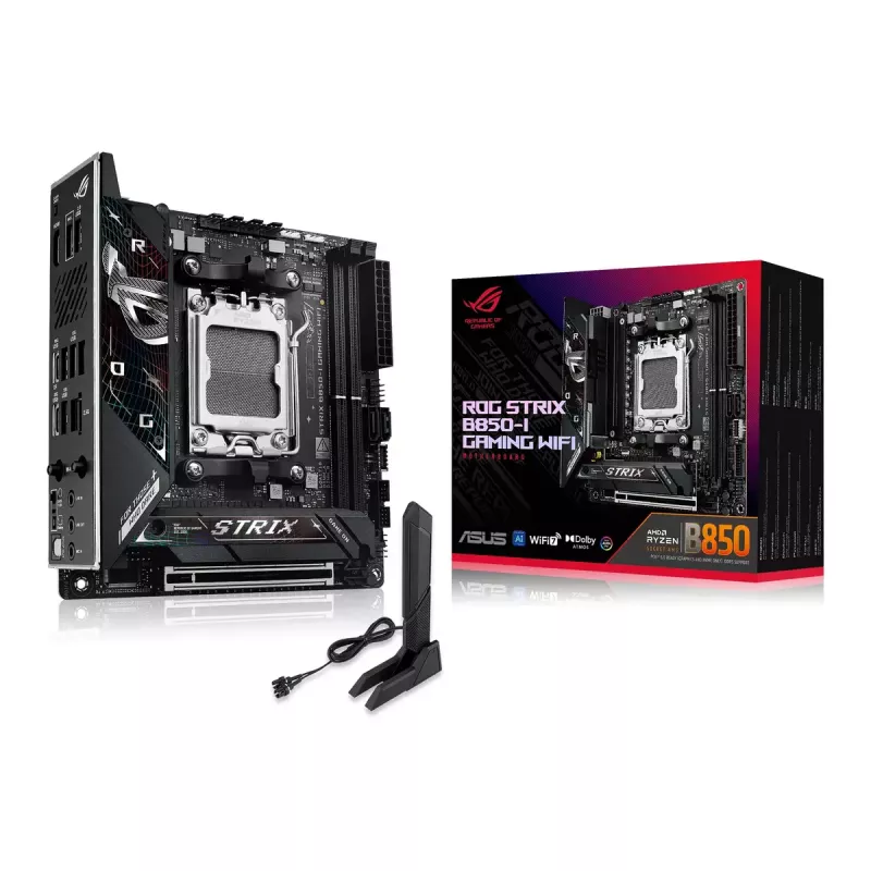 Emaplaat ASUS ROG STRIX B850-I GAMING WIFI, AMD B850, Socket AM5, mini ITX, 2x DDR5, Wi‑Fi 7, 2.5Gb LAN