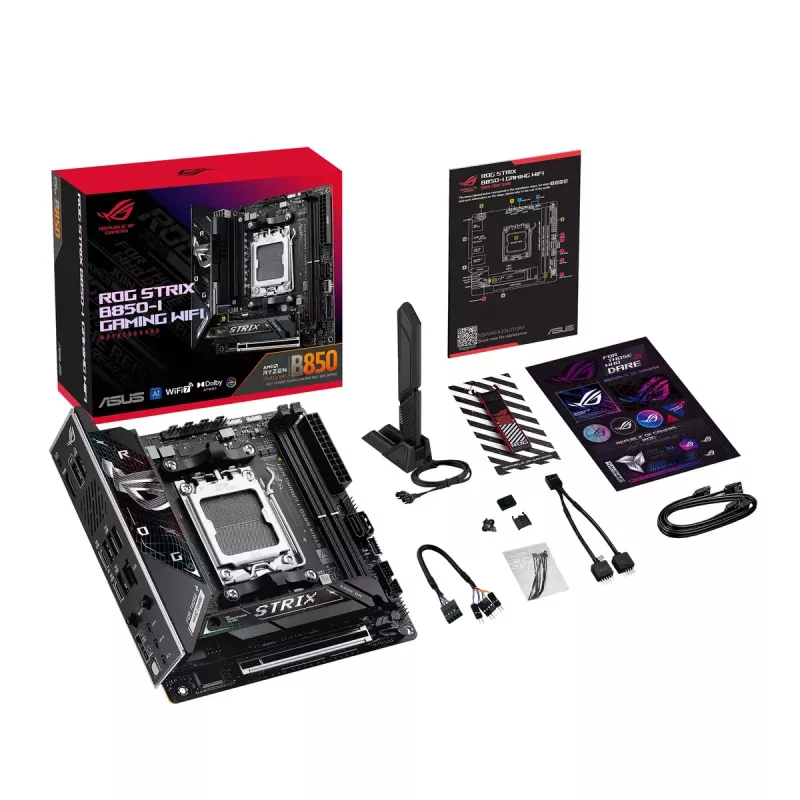 Emaplaat ASUS ROG STRIX B850-I GAMING WIFI, AMD B850, Socket AM5, mini ITX, 2x DDR5, Wi‑Fi 7, 2.5Gb LAN