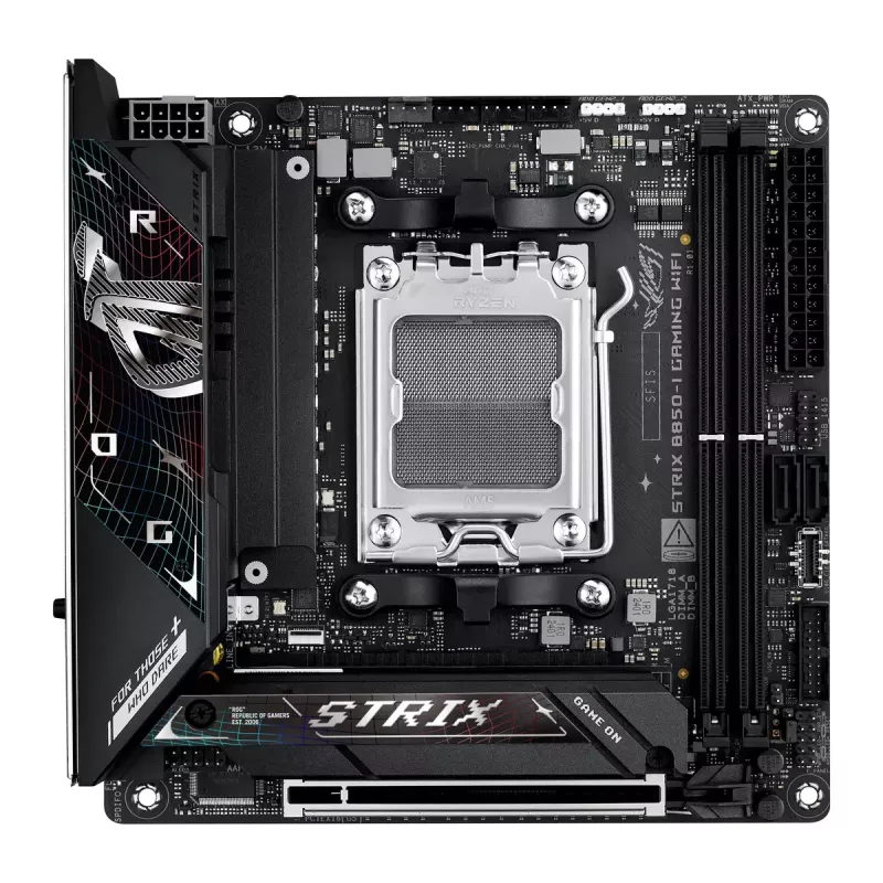 Emaplaat ASUS ROG STRIX B850-I GAMING WIFI, AMD B850, Socket AM5, mini ITX, 2x DDR5, Wi‑Fi 7, 2.5Gb LAN