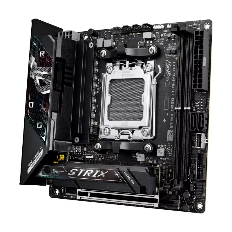 Emaplaat ASUS ROG STRIX B850-I GAMING WIFI, AMD B850, Socket AM5, mini ITX, 2x DDR5, Wi‑Fi 7, 2.5Gb LAN