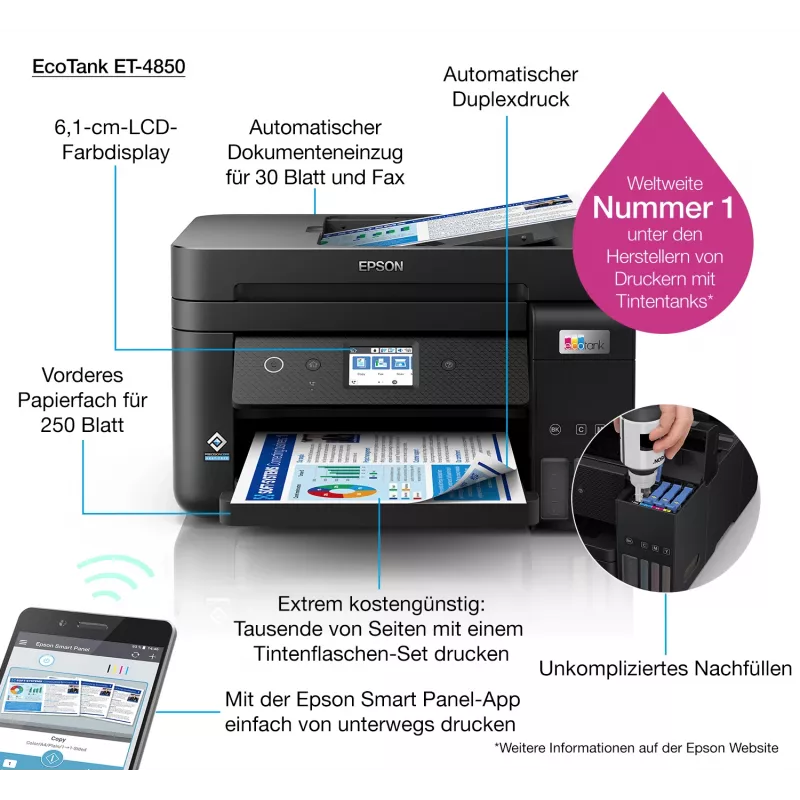 Epson EcoTank ET-4850 tindiprinter A4 4800 x 1200 DPI 33 ppm Wi-Fi