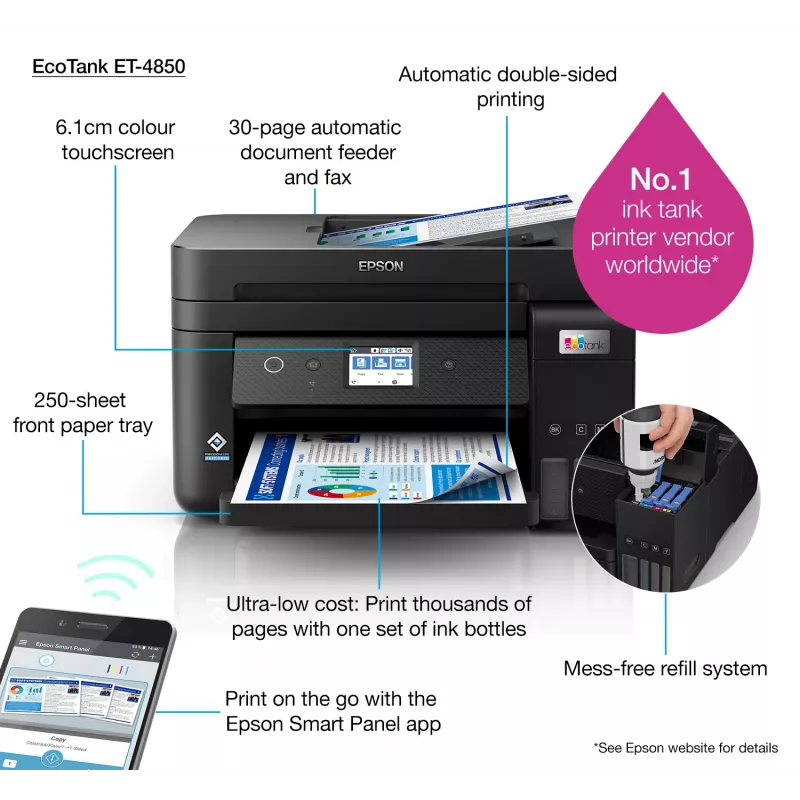 Epson EcoTank ET-4850 tindiprinter A4 4800 x 1200 DPI 33 ppm Wi-Fi