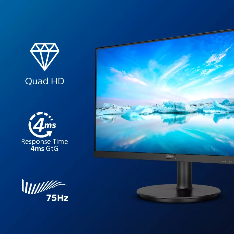 Philips V Line 275V8LA/00 arvutimonitor 68,6 cm (27 tolli) 2560 x 1440 pikslit Quad HD LED must