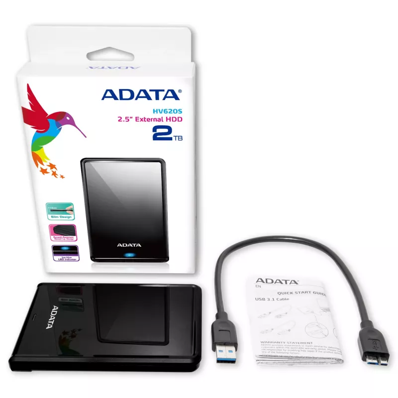 ADATA AHV620S-2TU3-CBK väline kõvaketas 2 TB 2,5 tolli Micro-USB B 3.2 Gen 1 (3.1 Gen 1) Must