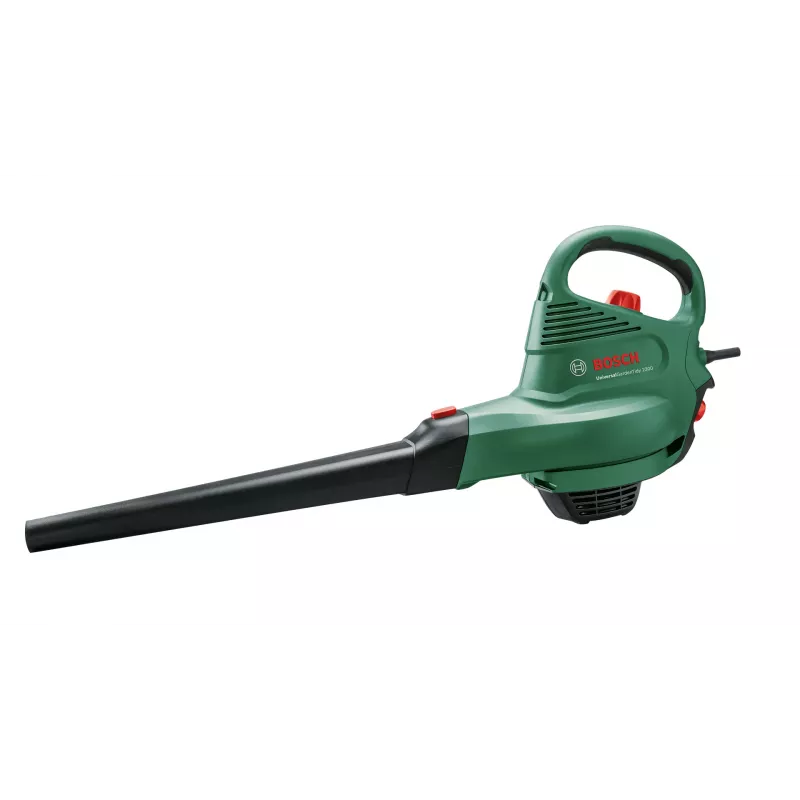 Käsipuhur Bosch Universal GardenTidy 2300 — 2300 W, 576 m³/h, 45 L kogumiskott, 185–285 km/h, purustusfunktsioon