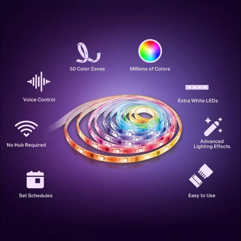 TP-Link Tapo nutikas valgusriba, mitmevärviline, nutikas ribavalgusti, Wi-Fi, valge, 802.11b, 802.11g, Wi-Fi 4 (802.11n), LED, mitmevärviline