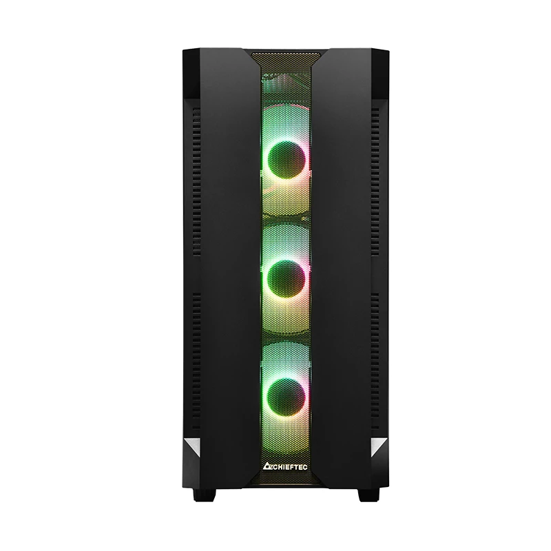 Arvuti korpus CHIEFTEC GS-01B-OP Tower Must — karastatud klaas, RGB ventilaatorid, toetab ATX/Micro-ATX, GPU kuni 320 mm