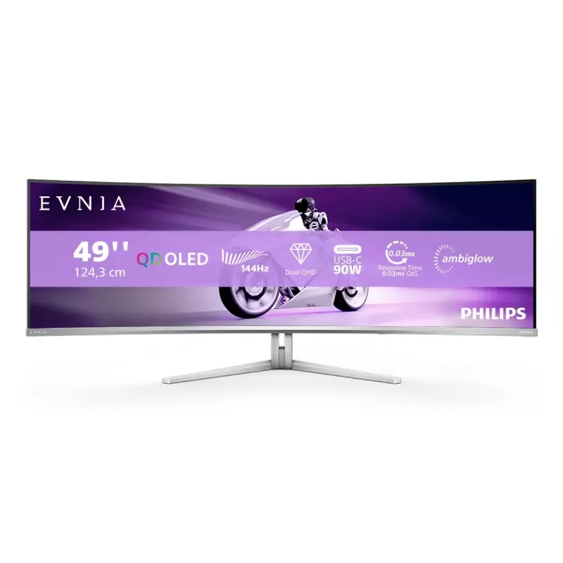 Philips Evnia 8000 49M2C8900L/00 arvutimonitor 124,2 cm (48,9 tolli) 5120 x 1440 pikslit Dual QHD QD-OLED Valge