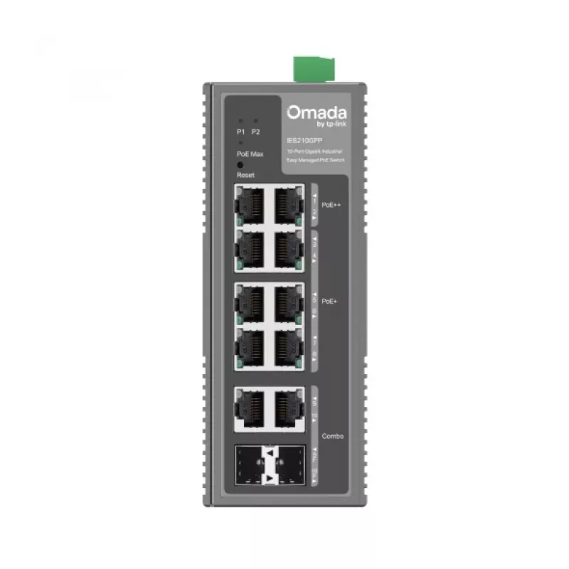TP-Link Omada 10-pordiline gigabit-tööstuslik lihtsasti hallatav lüliti 6 PoE+ ja 2 PoE++ pordiga