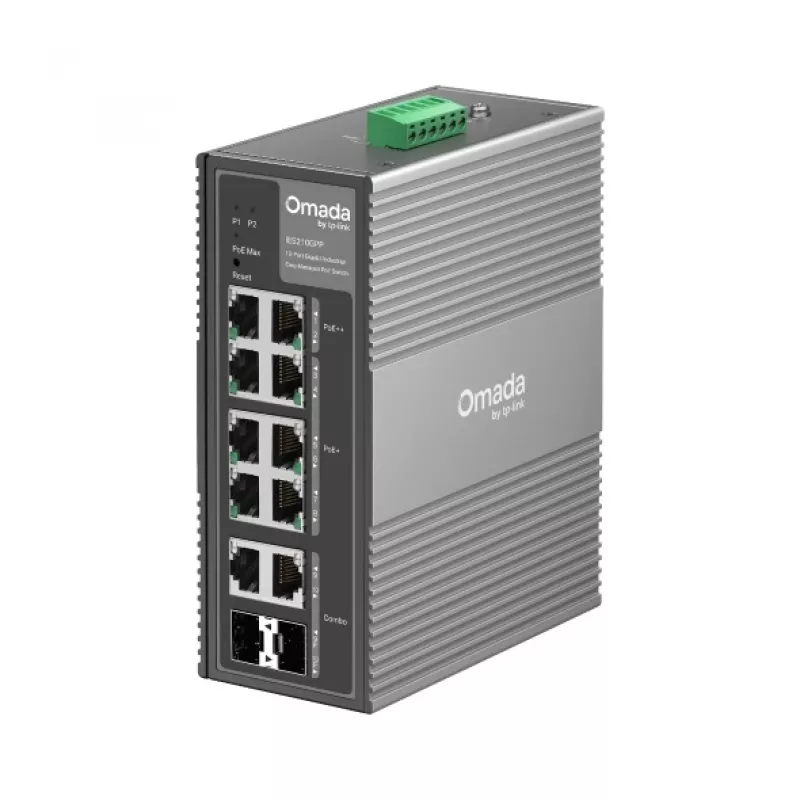 TP-Link Omada 10-pordiline gigabit-tööstuslik lihtsasti hallatav lüliti 6 PoE+ ja 2 PoE++ pordiga