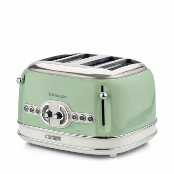 Ariete 156 Vintage röster 4 viilule, 1600 W, 6 röstimisastet, roostevabast terasest pastelrohelises värvitoonis, ilma võileivaklambriteta. Roheline
