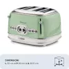 Ariete 156 Vintage röster 4 viilule, 1600 W, 6 röstimisastet, roostevabast terasest pastelrohelises värvitoonis, ilma võileivaklambriteta. Roheline