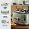 Ariete 156 Vintage röster 4 viilule, 1600 W, 6 röstimisastet, roostevabast terasest pastelrohelises värvitoonis, ilma võileivaklambriteta. Roheline