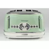 Ariete 156 Vintage röster 4 viilule, 1600 W, 6 röstimisastet, roostevabast terasest pastelrohelises värvitoonis, ilma võileivaklambriteta. Roheline