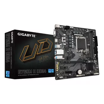 GIGABYTE B760M H DDR4 emaplaat - toetab Inteli Core 14. põlvkonna protsessoreid, 6+1+1 faasiline digitaalne VRM, kuni 3200 MHz DDR4 (OC), 2x PCIe 4.0 M.2, GbE LAN, USB 3.2 Gen1