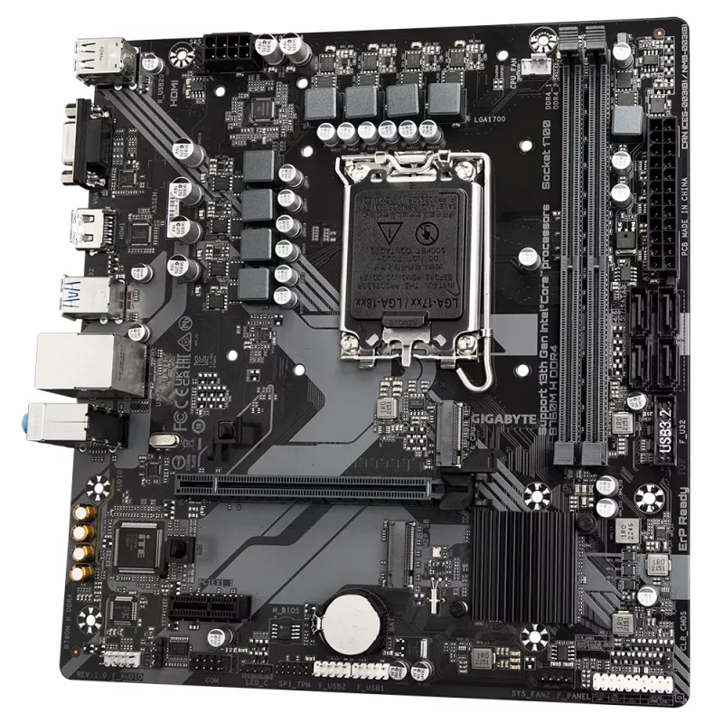 GIGABYTE B760M H DDR4 emaplaat - toetab Inteli Core 14. põlvkonna protsessoreid, 6+1+1 faasiline digitaalne VRM, kuni 3200 MHz DDR4 (OC), 2x PCIe 4.0 M.2, GbE LAN, USB 3.2 Gen1