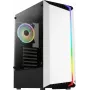 Arvuti korpus AEROCOOL Bionic Midi Tower Valge — ATX, karastatud klaas, 2x3,5-tollist pesa, 6x2,5-tollist, 297 mm GPU, sinine LED