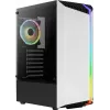 Arvuti korpus AEROCOOL Bionic Midi Tower Valge — ATX, karastatud klaas, 2x3,5-tollist pesa, 6x2,5-tollist, 297 mm GPU, sinine LED