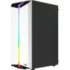 Arvuti korpus AEROCOOL Bionic Midi Tower Valge — ATX, karastatud klaas, 2x3,5-tollist pesa, 6x2,5-tollist, 297 mm GPU, sinine LED