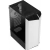 Arvuti korpus AEROCOOL Bionic Midi Tower Valge — ATX, karastatud klaas, 2x3,5-tollist pesa, 6x2,5-tollist, 297 mm GPU, sinine LED