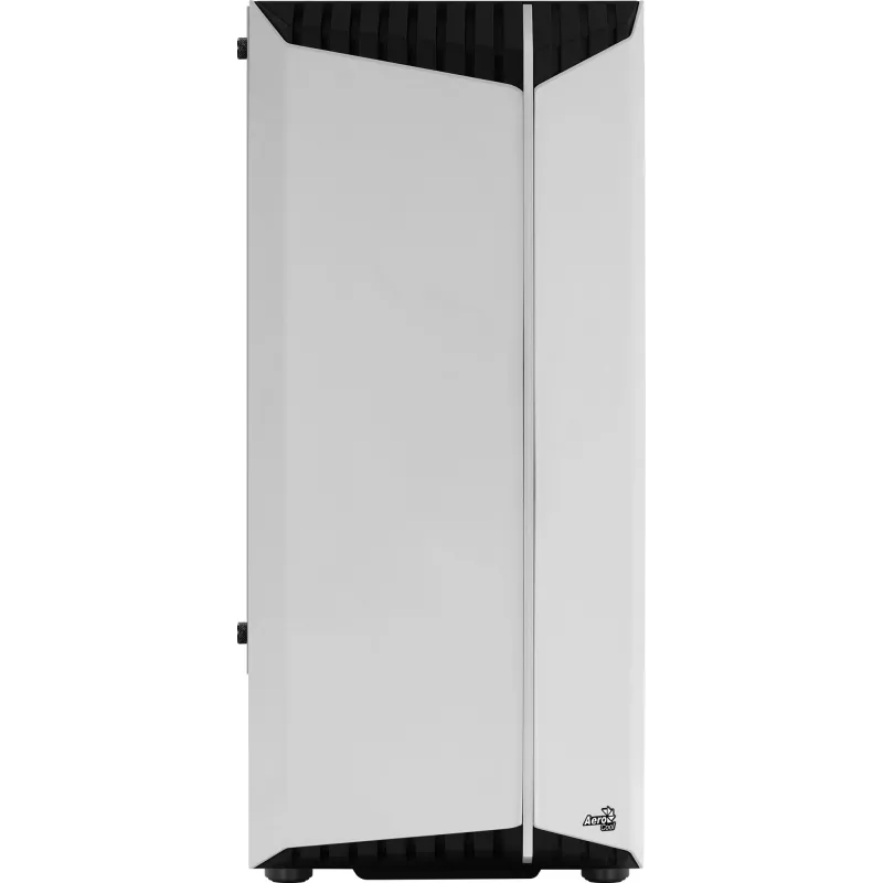 Arvuti korpus AEROCOOL Bionic Midi Tower Valge — ATX, karastatud klaas, 2x3,5-tollist pesa, 6x2,5-tollist, 297 mm GPU, sinine LED