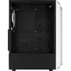 Arvuti korpus AEROCOOL Bionic Midi Tower Valge — ATX, karastatud klaas, 2x3,5-tollist pesa, 6x2,5-tollist, 297 mm GPU, sinine LED