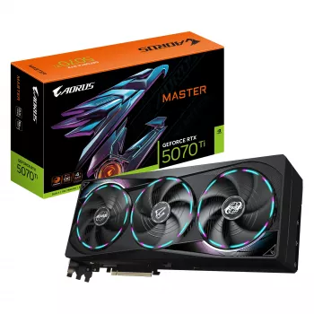 GIGABYTE AORUS GeForce RTX 5070 Ti MASTER 16G graafikakaart - 16 GB GDDR7, 256-bitine, PCI-E 5.0, 2670 MHz tuumsagedus, 3 x DP 2.1a, 1 x HDMI 2.1b, NVIDIA DLSS 4, GV-N507TAORUS M-16GD