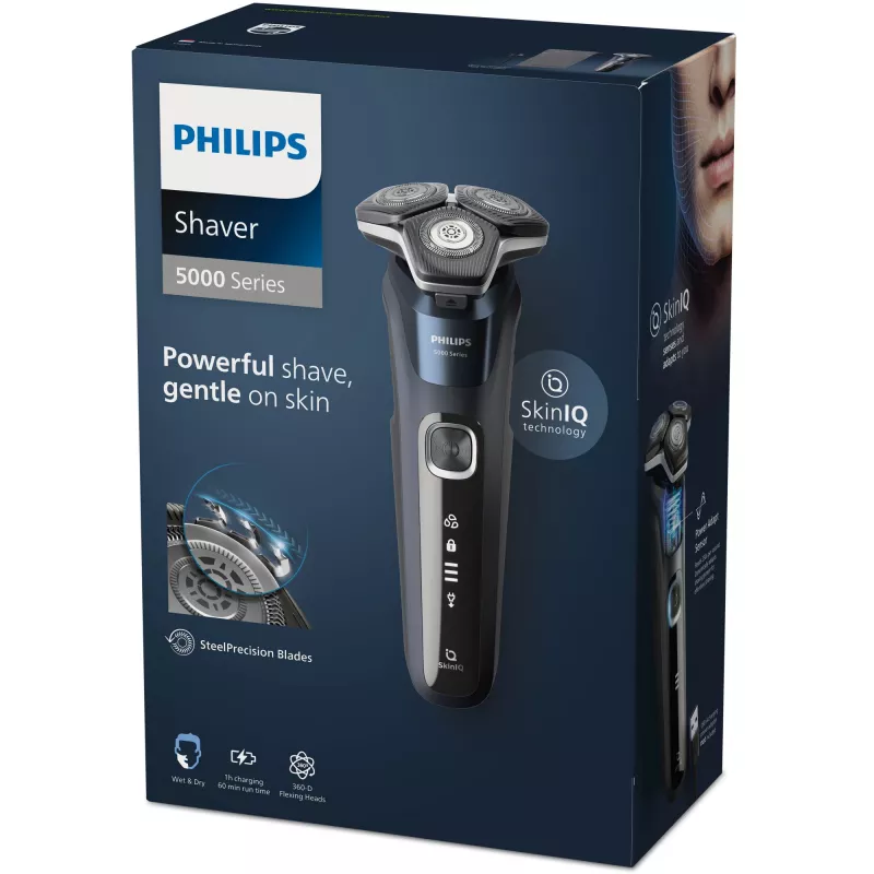 Philips SHAVER Series 5000 S5885/10 meeste pardel, rotatsioonpardel, trimmer, must, sinine