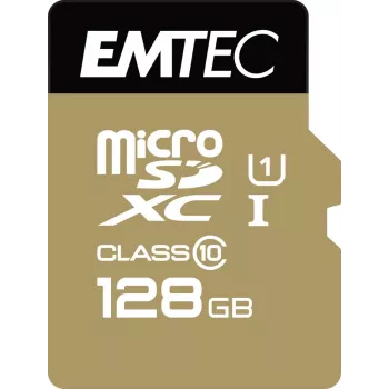 EMTEC Micro SD Card SDXC Class 10 Gold + 128GB