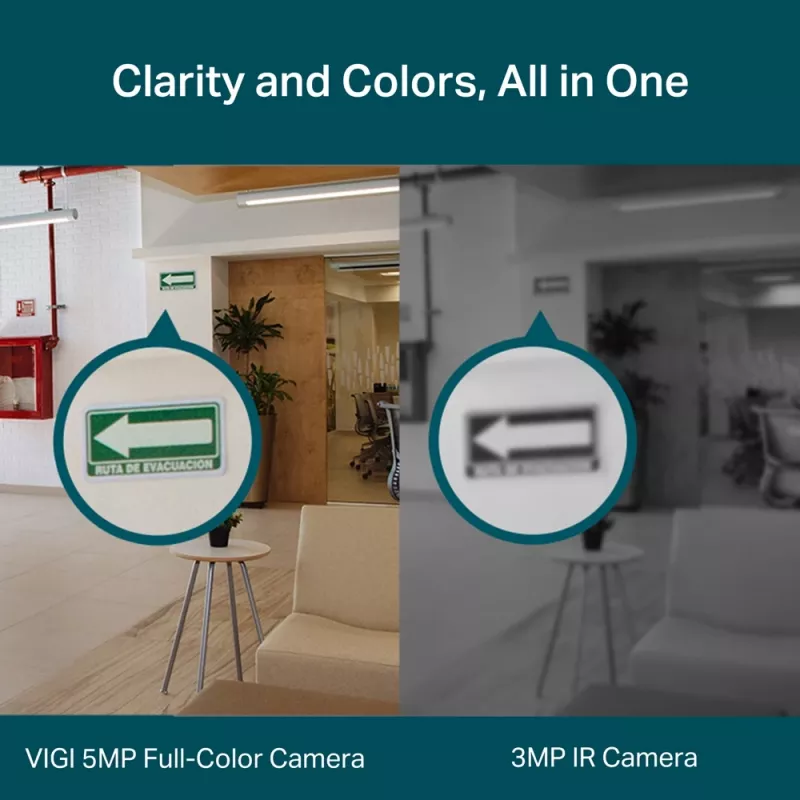 TP-Link VIGI 5MP Full-Color Turret Network Camera, IP turvakaamera, siseruumidesse, juhtmega, 120 dB, CE, NTRA, VCCI, KC, BSMI, FCC, IC, lagi
