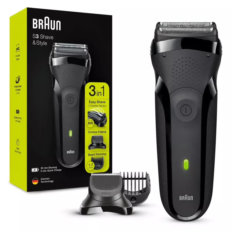 Braun Series 3 Shave&Style 300BT elektriline pardel, meeste habemeajaja, must