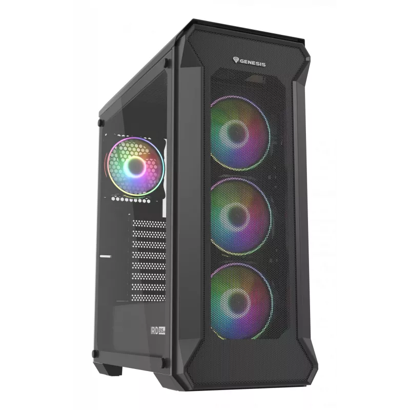 GENESIS Irid 505 ARGB Midi Tower Must, Läbipaistev