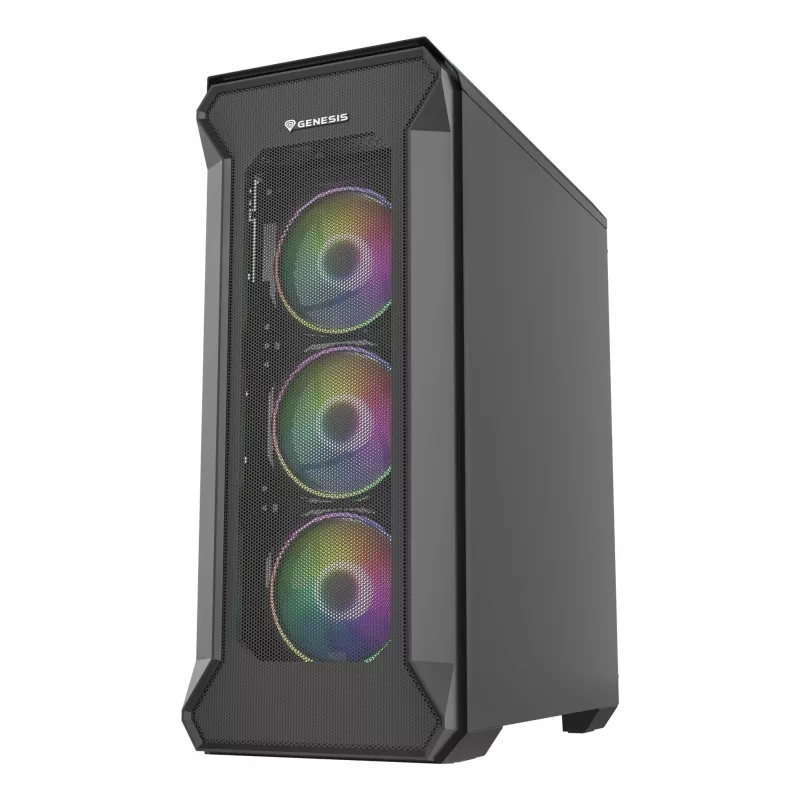 GENESIS Irid 505 ARGB Midi Tower Must, Läbipaistev