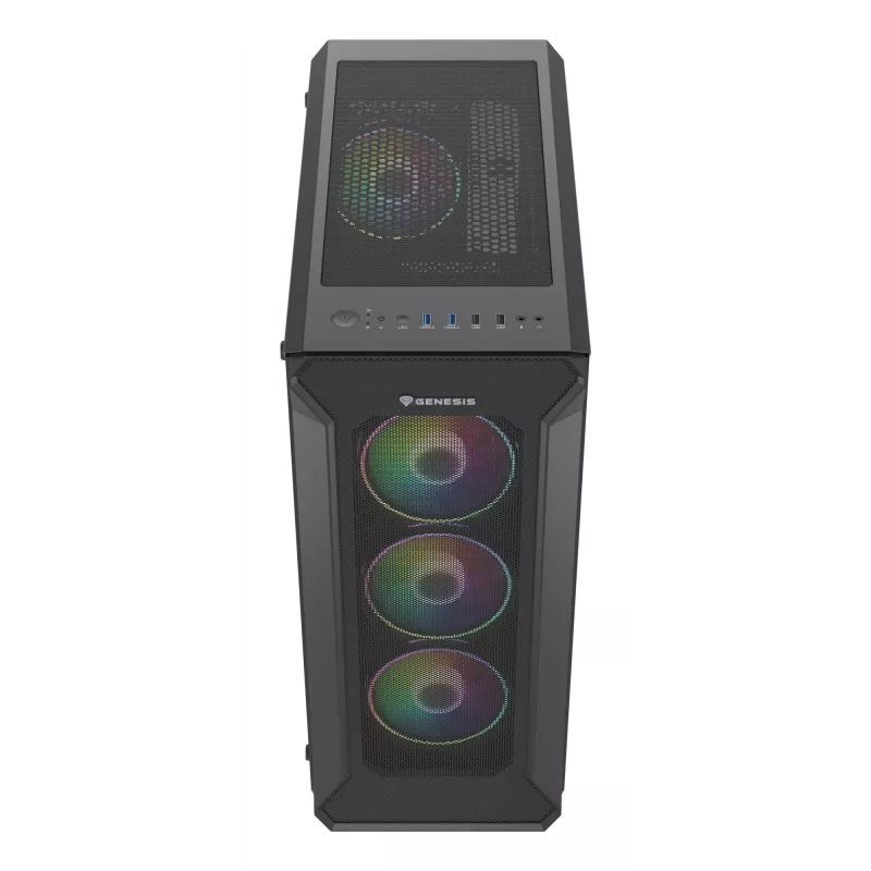 GENESIS Irid 505 ARGB Midi Tower Must, Läbipaistev