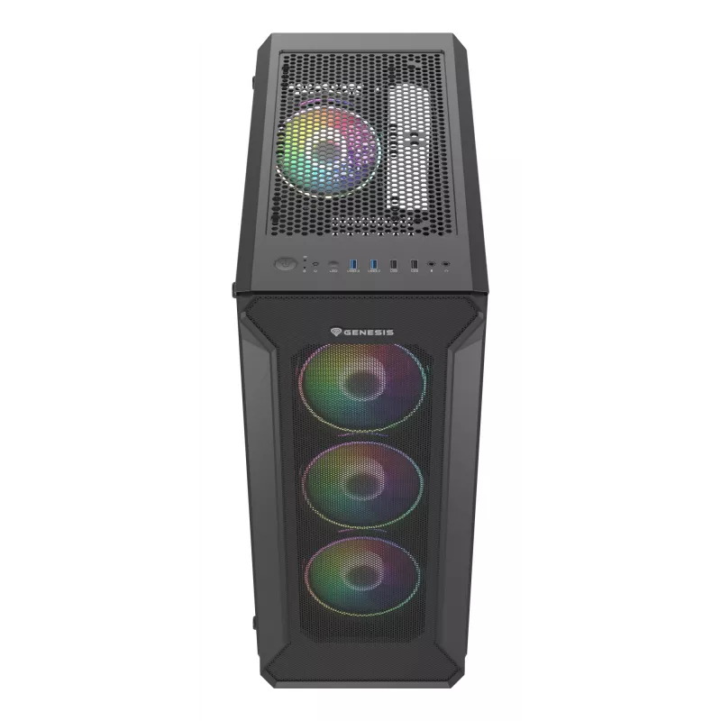 GENESIS Irid 505 ARGB Midi Tower Must, Läbipaistev