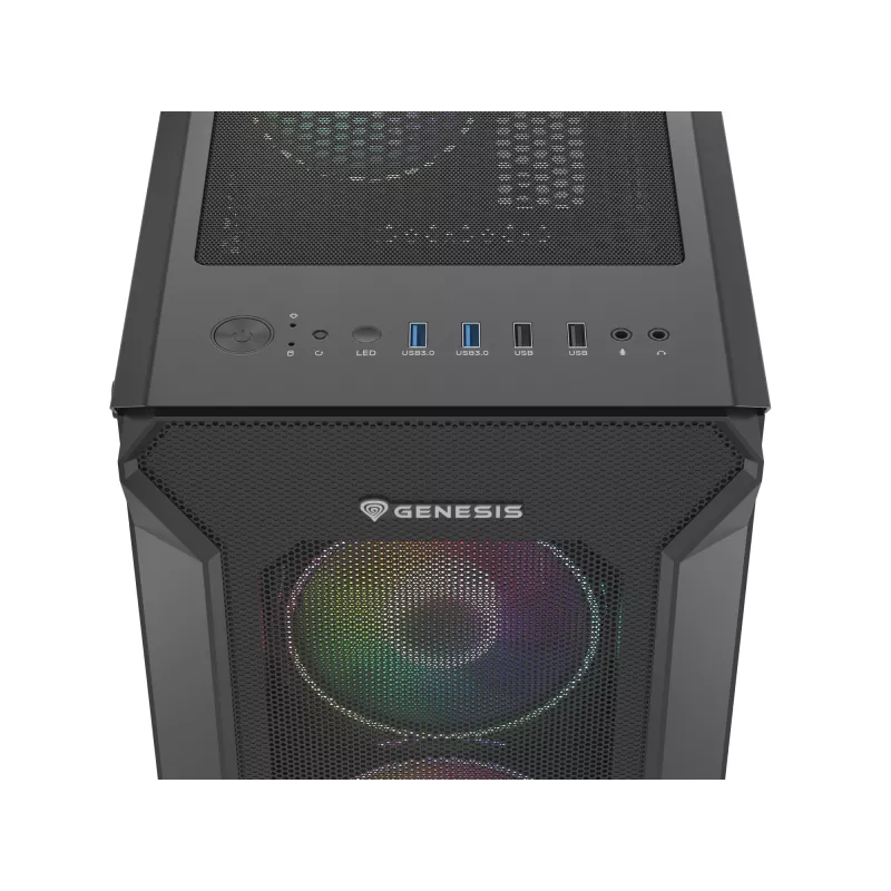 GENESIS Irid 505 ARGB Midi Tower Must, Läbipaistev