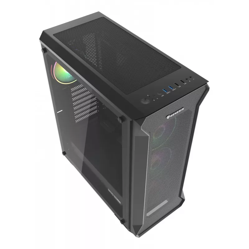 GENESIS Irid 505 ARGB Midi Tower Must, Läbipaistev