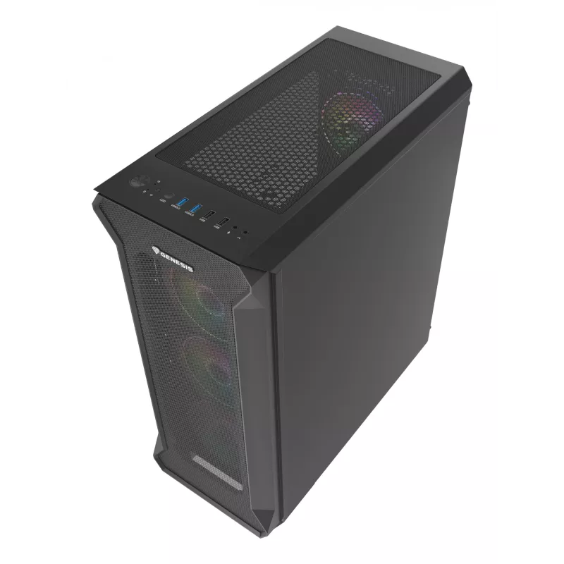 GENESIS Irid 505 ARGB Midi Tower Must, Läbipaistev