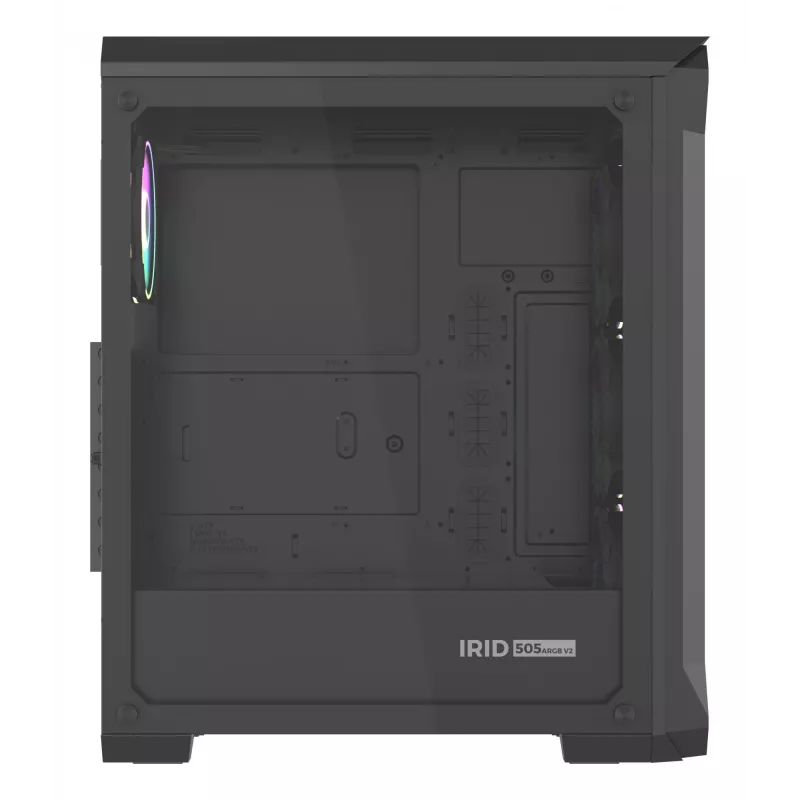GENESIS Irid 505 ARGB Midi Tower Must, Läbipaistev