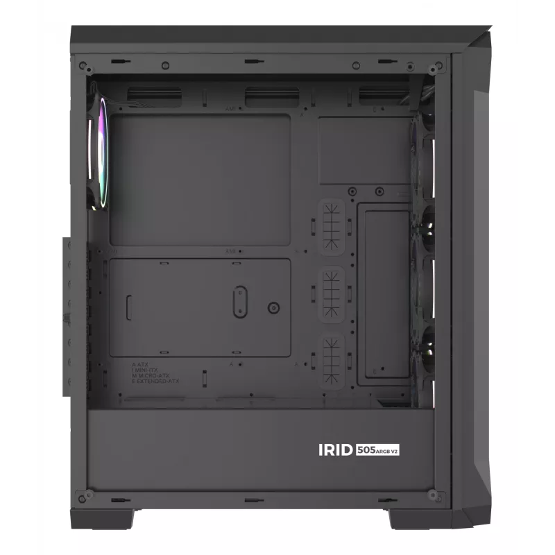 GENESIS Irid 505 ARGB Midi Tower Must, Läbipaistev