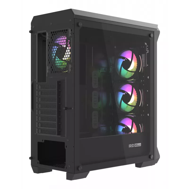 GENESIS Irid 505 ARGB Midi Tower Must, Läbipaistev
