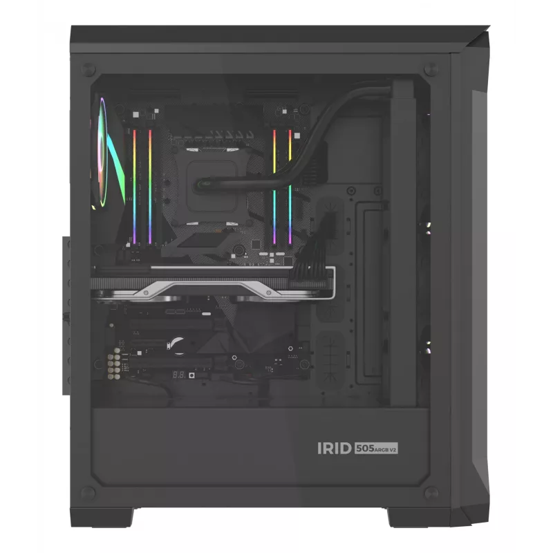GENESIS Irid 505 ARGB Midi Tower Must, Läbipaistev