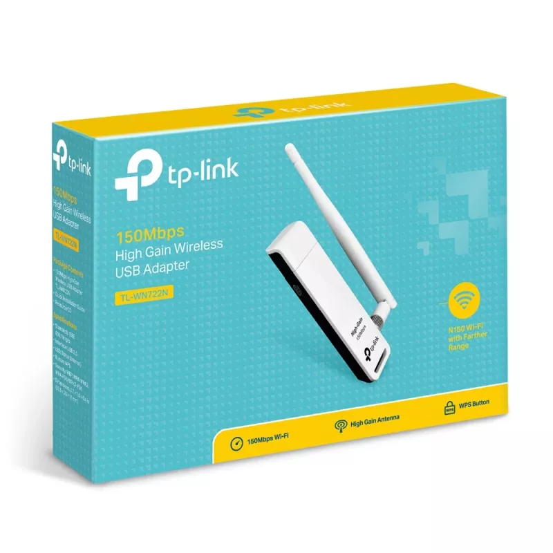 Võrgukaart TP-Link TL-WN722N, WLAN 150 Mbit/s, USB, Wi-Fi 4, 2,4 GHz