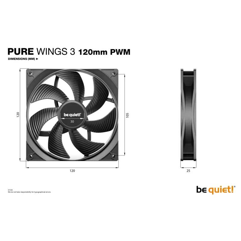 be quiet Pure Wings 3 120mm PWM arvutikorpuse ventilaator 12 cm Must 1 tk