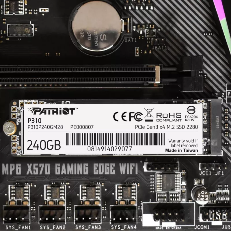 PATRIOT MEMORY SSD - 240GB - P310 (PCI-E 3.0 x4, NVMe 1.3, M.2 2280)