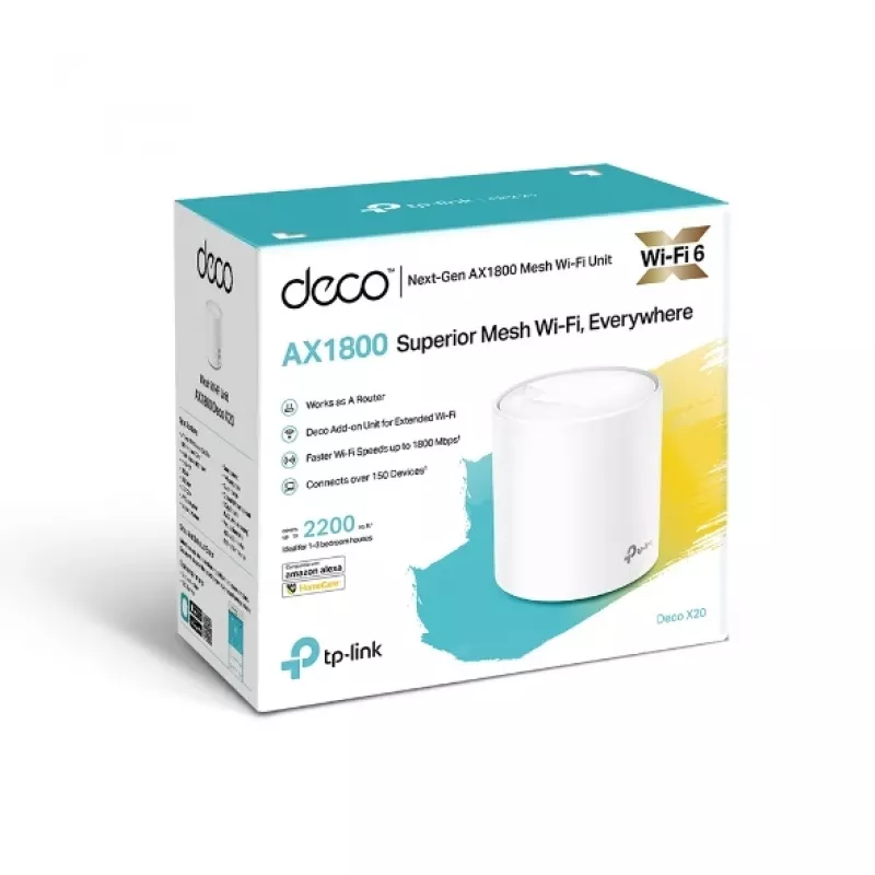 TP-Link AX1800 Kogu Kodu Mesh Wi-Fi 6 Süsteem, Valge, Sisemine, Mesh ruuter, Toide, FCC: